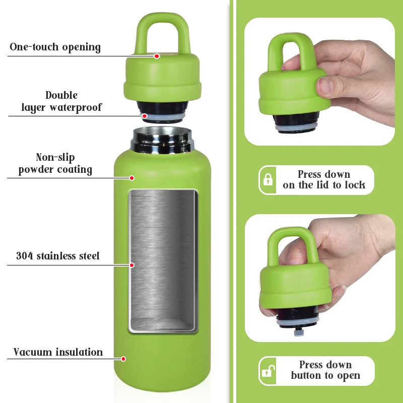 26oz Double-Walled Stainless Steel Tumbler US Warehouse Leak-Proof One-Touch Opening for Outdoor Camping Thermal Water Bottle