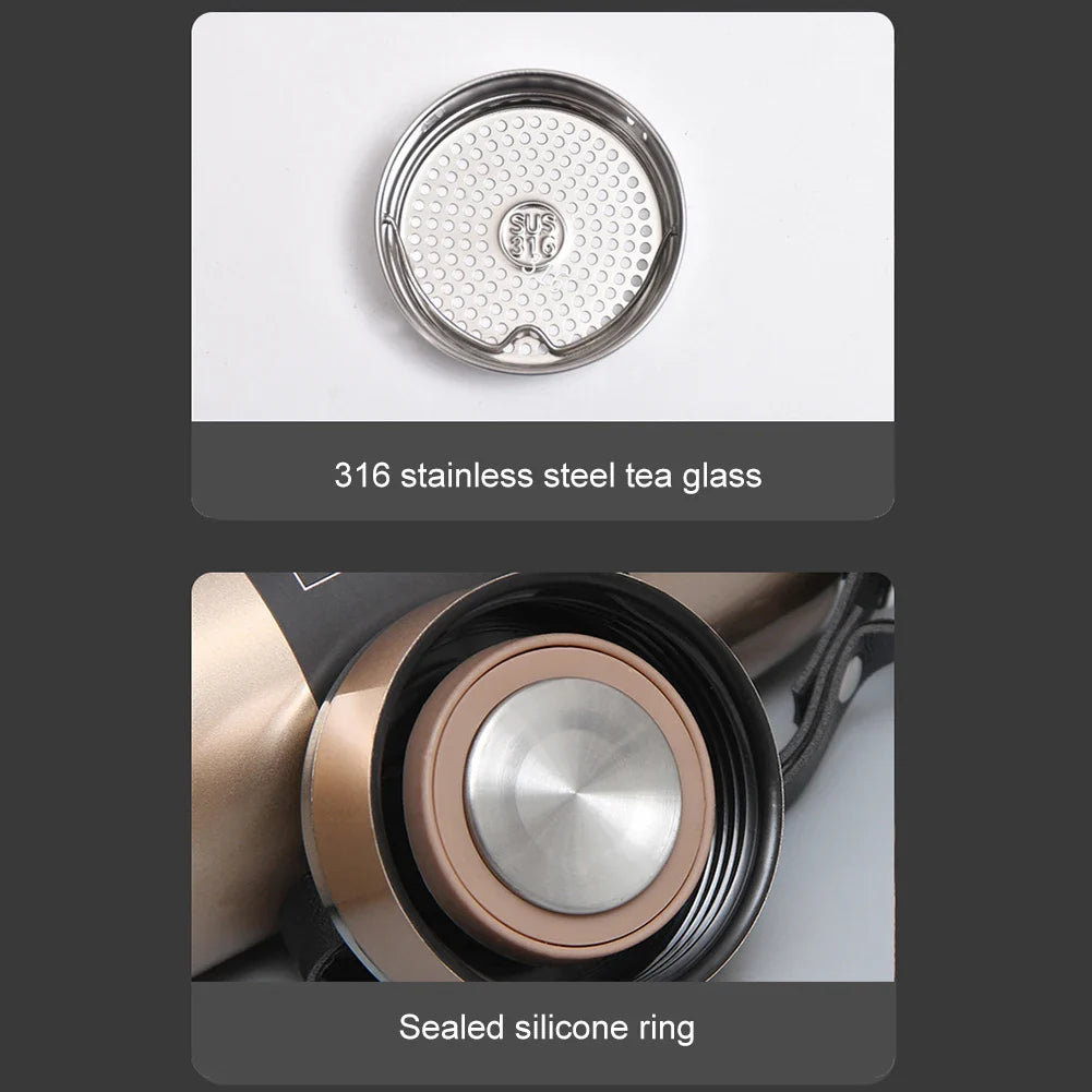 1L Insulated Thermal Cup with Handle Keep Cold and Hot Water Bottle Stainless Steel Vacuum Flasks Thermos Bottle for Outdoor Spo