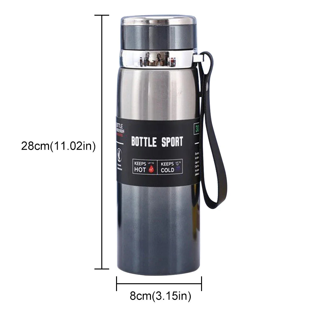 1L Insulated Thermal Cup with Handle Keep Cold and Hot Water Bottle Stainless Steel Vacuum Flasks Thermos Bottle for Outdoor Spo