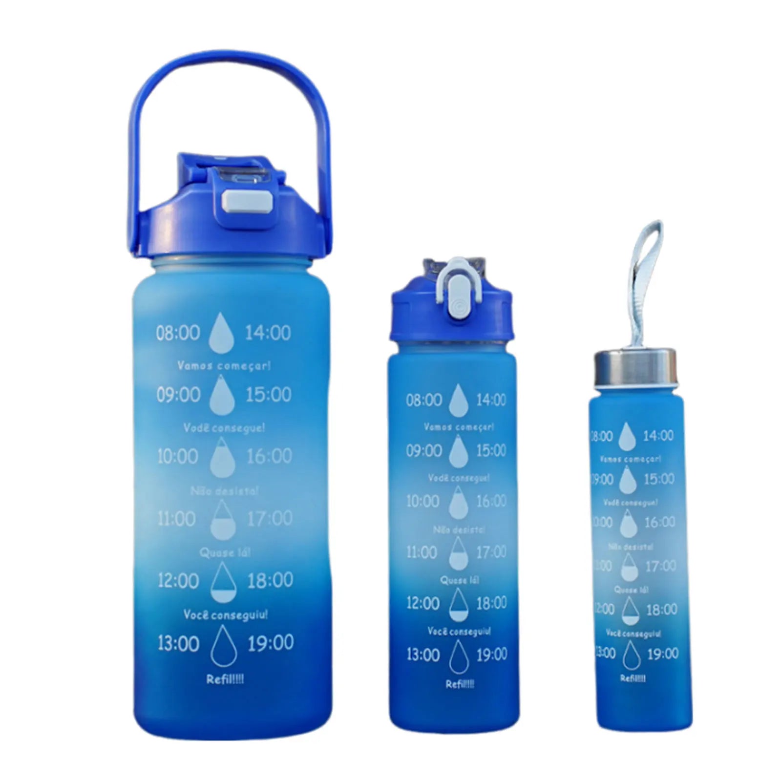 3PCS Leakproof Water Bottles with Times to Drink and Straw Motivational Drinking Sports Water Bottle for Fitness Gym Outdoor