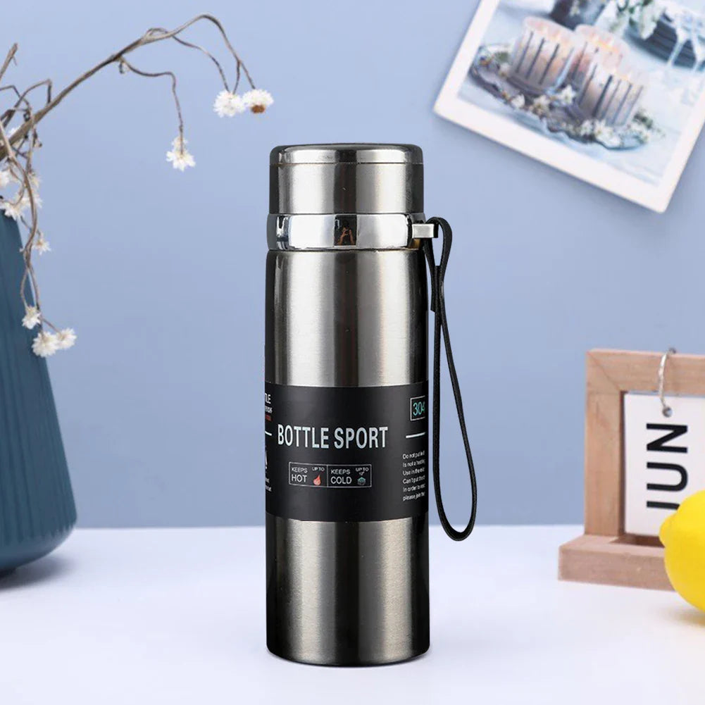 1L Insulated Thermal Cup with Handle Keep Cold and Hot Water Bottle Stainless Steel Vacuum Flasks Thermos Bottle for Outdoor Spo