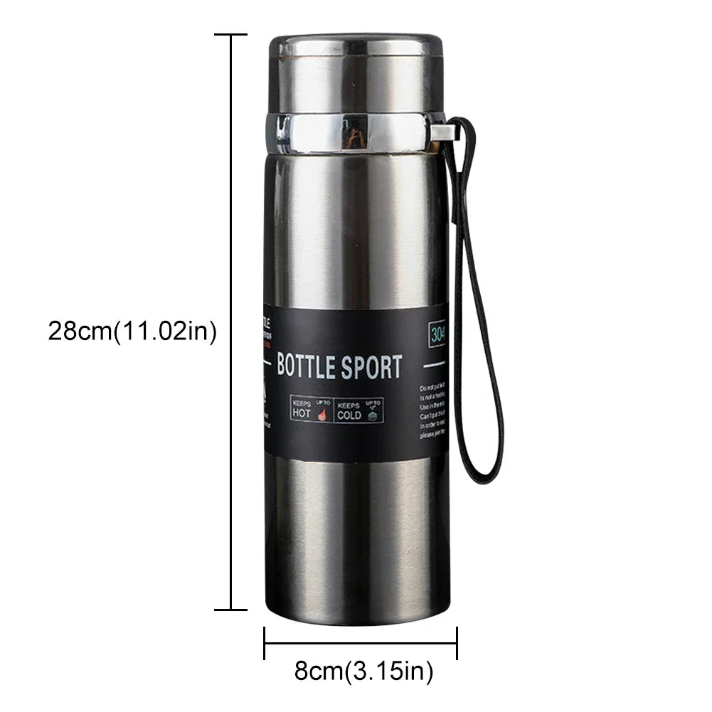 1L Insulated Thermal Cup with Handle Keep Cold and Hot Water Bottle Stainless Steel Vacuum Flasks Thermos Bottle for Outdoor Spo