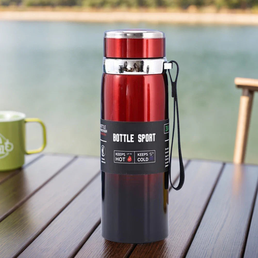 1L Insulated Thermal Cup with Handle Keep Cold and Hot Water Bottle Stainless Steel Vacuum Flasks Thermos Bottle for Outdoor Spo