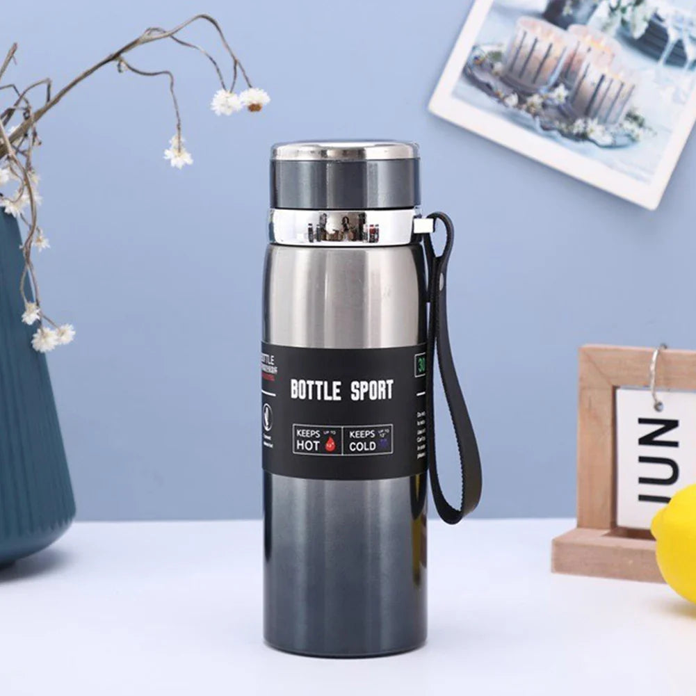 1L Insulated Thermal Cup with Handle Keep Cold and Hot Water Bottle Stainless Steel Vacuum Flasks Thermos Bottle for Outdoor Spo