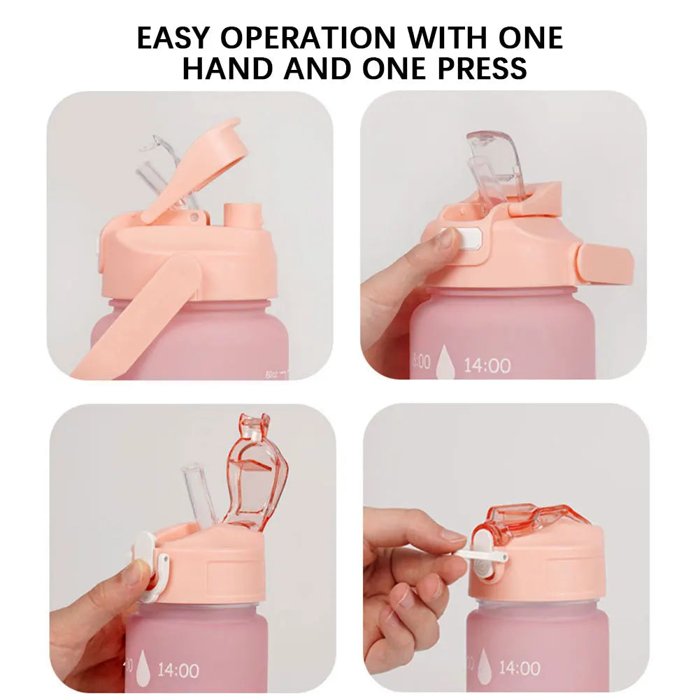 3PCS Leakproof Water Bottles with Times to Drink and Straw Motivational Drinking Sports Water Bottle for Fitness Gym Outdoor
